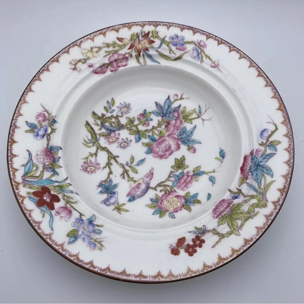 Vintage Antique MintonS (1891-1912) Cuckoo Pattern Porcelain Large Rim Soup Bowl - Picture 1 of 6